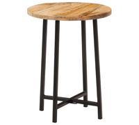 Hoopleep Table basse en bois de manguier en bois de manguier - 35 x 35 x 45 cm - Table d'appoint carrée avec pieds en fer robuste - Table basse moderne pour salon - Table d'appoint durable