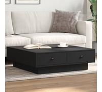 Hoopleep Table basse noire 90 x 90 x 28 cm en bois avec espace de rangement, design moderne, bouton en métal, durable et robuste, pour le salon, facile à nettoyer, capacité de charge élevée 75 kg