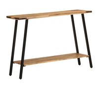 Hoopleep Table console 110 x 30 x 75 cm, bois massif mangue avec finition naturelle, acier revêtu par pulvérisation, table de couloir pour salon, chambre à coucher, entrée