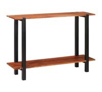Hoopleep Table console avec étagère marron et noir, 110 x 30 x 75 cm, métal d'acacia massif, table d'appoint durable pour salon intérieur, support en vinyle