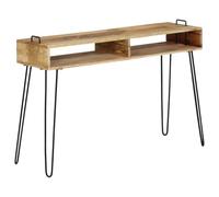Hoopleep Table console en bois de manguier massif, 115 x 35 x 76 cm, style industriel, 2 étagères, pour salon, support en vinyle, tourne-disque, rangement de disques vinyles