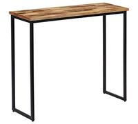 Hoopleep Table console en teck recyclé, 90 x 30 x 76 cm, bois massif avec pieds en acier, poli et laqué, pour salon, intérieur