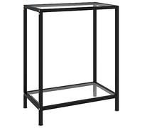 Hoopleep Table console transparente 60 x 35 x 75 cm en verre trempé, design fin, table d'appoint robuste pour salon, couloir, étagère polyvalente, meubles modernes, montage facile