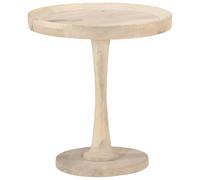 Hoopleep Table d'appoint - Diamètre : 50 x 55 cm - En bois massif de mangue - Table basse ronde pour le salon - Table latérale robuste pour tourne-disque et rangement de disques - Finition blanchiment