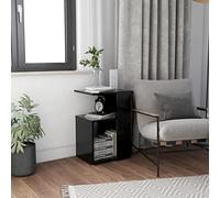 Hoopleep Table d'appoint noire 36 x 30 x 56 cm, matériau en bois, support en vinyle moderne, rangement pour tourne-disque, étagère pour disque vinyle et affichage, meuble pour salon intérieur