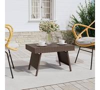 Hoopleep Table d'appoint pliable marron 60 x 40 x 38 cm en polyrotin - Design peu encombrant pour l'intérieur et l'extérieur - Matériau durable - Meubles polyvalents