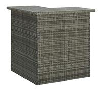 Hoopleep Table de bar d'angle grise 100 x 50 x 105 cm en rotin synthétique robuste avec 3 compartiments de rangement, idéale pour jardin, salle à manger, cuisine, comptoir, stable et durable