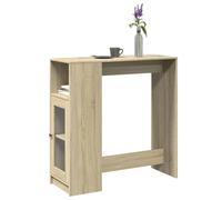 Hoopleep Table de bar en chêne Sonoma 101 x 40 x 103,5 cm avec 3 compartiments, pour cuisine, salle à manger, petite pièce, rangement