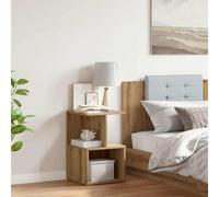 Hoopleep Table de chevet en chêne artisanal, 35 x 35 x 55 cm, matériau en bois, robuste, polyvalente, table d'appoint pour chambre à coucher, salon, meuble de rangement, durable