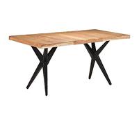 Hoopleep Table de salle à manger en bois massif d'acacia 160 x 80 x 76 cm, table de cuisine robuste avec pieds en acier revêtu par pulvérisation, design unique en bois de salle à manger