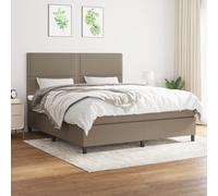 Hoopleep Taupe Fabric 180x200 CM Bed Frame with Adjustable Headboard, Pocket Spring Mattress & Topper, Durable Platform Base, King Size