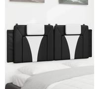 Hoopleep Viana Coussin de tête de lit rembourré en cuir synthétique Noir et blanc 140 cm Fixation murale Lit queen size Soutien dorsal doux