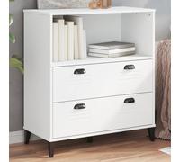 Hoopleep VIKEN Bibliothèque blanche 80 x 40 x 90 cm, en matériau dérivé du bois, avec 2 tiroirs et compartiment ouvert, design industriel, rangement polyvalent pour salon et bureau