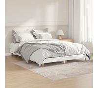 Hoopleep White Queen Cadre de lit à plateforme 135 x 190 cm, base en bois d'eucalyptus durable et solide avec lattes robustes, pas besoin de boîte à ressort, design moderne à profil bas pour un