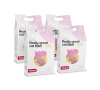 Hoopo® Tofu Litière pour chat en poudre pour bébé | Litière bio pour chat | totalement sans poussière | agglomérante | sans odeur | efficace contre les odeurs désagréables (4 x 7 L)