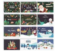 HOOPOE Carte Noel avec Enveloppe et Autocollants,12 Pièces Carte de Noel avec Enveloppe, Carte Joyeux Noel,Carte Voeux Noel Pliées Carte Postale Noel pour Salutations Manuscrites Joyeuses Fêtes