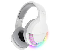 Hoopond Casque sans Fil Bluetooth, sans Fil et Filaire, Double Mode, Casque Anti-Bruit RGB, stéréo Hi-FI, capacité de Batterie 1000mAh, Casque Bluetooth 5.0 avec Micro pour PC/téléphone (Blanc)