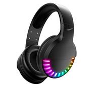 Hoopond Casque sans Fil Bluetooth SH33,Stéréo Hi-FI 5.1Canaux-Noir | Rétro-éclairé RGB LED Horse Race, Casque De Jeu Léger Rechargeable 1000 mAh,Avec Microphone,Pour PC/Ipad/Smartphone