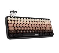 Hoopond X AJAZZ 308i Clavier Bluetooth sans fil, mini compact à 84 touches avec Poupée chat magnétique, Machine à écrire touches rondes rétro en ABS, panneau mat, ergonomique pour PC,Laptop-Marron