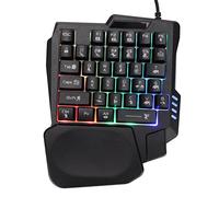 Hoopoocolor Clavier de Jeu À Une Main, Rvb Rétroéclairé 35 Touches Étanche Large Repose-Paume Clavier À Une Main, Mini Clavier de Jeu Portable Contrôleur de Jeu Ergonomique pour Pc Gamer