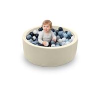 hoopyosms Piscine à Balles pour Bébé et Enfant, Bac à Balles Rond en Mousse, 90 x 30 cm Aire de Jeu Souple (Balles Non incluses), Beige