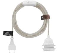 Hoopzi Bala Lampe Baladeuse Déco à Suspendre Attacher Enrouler | Fil Électrique en Lin 4,5 mètres, Douille E27, Prise et Interrupteur, Suspension Luminaire, Couleur Naturel/Blanc