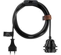 Hoopzi Bala Lampe Baladeuse Déco à Suspendre Attacher Enrouler | Fil Électrique en Tissu 4,5 mètres, Douille E27, Prise et Interrupteur, Suspension Luminaire, Couleur Noir