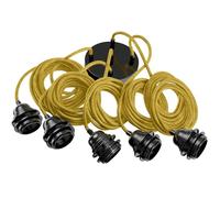 HOOPZI - Lampara Techo Colgante 5 Bombillas - 3,5m - Salon, Dormitorio, Cocina - Lino Mostaza