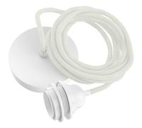 Hoopzi - Suspension Luminaire 1 Ampoule - 2,5m - Câble en Lin - Lustre pour Salon, Cuisine, Chambre - Modèle Hang 1 Lin Blanc