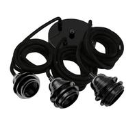 Hoopzi - Suspension Luminaire 3 Ampoules - 2,5m - Câble en Lin - Lustre pour Salon, Cuisine, Chambre - Modèle Hang 3 Lin Noir