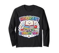Hooray It's Library Day Library Lover School Librarian Reading Manche Longue