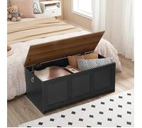 HOORBO Coffre de Rangement, Coffre avec charnière de sécurité, Banc de Rangement, Boîte à Jouets avec Couvercle Rabattable