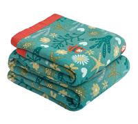 HOORDRY Couverture de Noël bohème double face pour lit, 100 % coton ultra doux, rustique et rustique - 230 x 250 cm, toutes saisons, pour lit, canapé, motif monde sous-marin