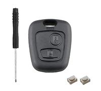 HooRLZ Coque Clé Peugeot pour Peugeot 106 206 107 207 306 307 406 407, Citroen C1 C2 C3 C4 C5 Xsara Picasso Saxo Berlingo Boitier Clé, Telecommande Coque Clef Citroen - 2 Boutons avec Tournevis