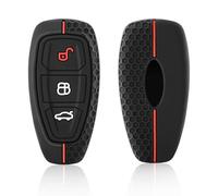HooRLZ F-ord Coque de clé en silicone pour clé de voiture F-ord Focus Mk2 Mk3 Mk4 Kuga Edge Ranger Mondeo Fiesta Coque de clé de voiture F-ord Focus - 3 boutons ligne rouge