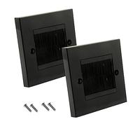 HooRLZ Lot de 2 Plaque Murale Brosse,Universel Brosse Plaque Murale pour Passage de CâBle, Prise Murale, Sortie de Cable Prises, TV, HDMI, Hi-Fi, ystèmes Home Cinéma (Noir)