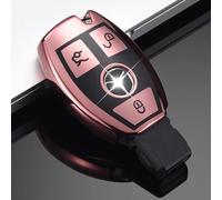 HooRLZ M-ercedes Coque de clé Benz pour Mercedes Benz A B C E G S R Classe GLA GLC GLE GLS SL SLK 3 boutons TPU M-ercedes Coque de clé Benz (rose)