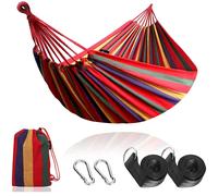 HooRu-Double hamac de camping en toile 260x150cm,lit-balançoire confortable et portable pour jardin extérieur,meubles de plage - Type Red