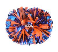 Hooshing Lot de 2 pompons de pom-pom girl professionnels bleus et oranges avec poignée de bâton pour cheer squad, sport, danse, performance