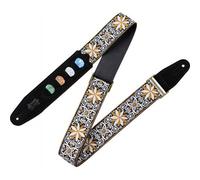 Levy's Leathers Vintage Hootenanny Series Sangle de guitare avec porte-médiator en tissu jacquard | Largeur 5 cm | Jaune | M8HTVPH-13