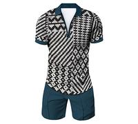 Hoothy 2 Pièces Ensemble Sport Habillement Homme Polo Golf Homme Survetement Homme Ensemble Tenue Chemise Militaire Homme Chemises Hawaïennes Survetement Complet Homme Short Tactique Homme