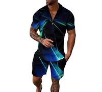 Hoothy 2 Pièces Ensemble Sport Habillement Homme Polo Golf Homme Survetement Homme Ensemble Tenue Chemise Militaire Homme Chemises Hawaïennes Survetement Complet Homme Short Tactique Homme