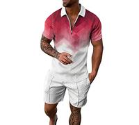 Hoothy 2 Pièces Ensemble Sport Habillement Homme Polo Golf Homme Survetement Homme Ensemble Tenue Chemise Militaire Homme Chemises Hawaïennes Survetement Complet Homme Short Tactique Homme