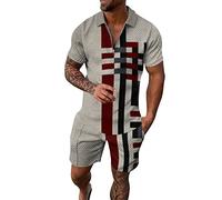 Hoothy 2 Pièces Ensemble Sport Habillement Homme Polo Golf Homme Survetement Homme Ensemble Tenue Chemise Militaire Homme Chemises Hawaïennes Survetement Complet Homme Short Tactique Homme