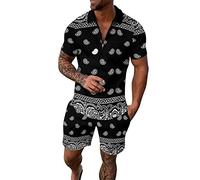 Hoothy Homme 2 Pcs Ensembles De Fitness Polo Golf Ensemble Ski Homme Survêtement Running Jogging Cyclisme Compression Chemise en Lin Homme Jogging Pas Cher Homme Short Homme Rouge