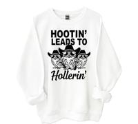 Hootin Leads To Hollerin Sweatshirt, Hootin Leads To Hollerin Shirt, Sweat à capuche classique imprimé graphique femme homme, blanc, XXL