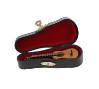 HOOTNEE 1 Ensemble Miniature Guitar Model Bois Décoration pour Maison et Dollhouse avec Support comme Anniversaire Style Rétro