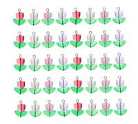 HOOTNEE 100 Pièces Tulip Flower Beads Glass Pendants With Hook For DIY Jewelry Making Necklace Bracelet Earring Charms Set