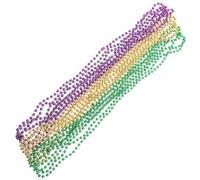 HOOTNEE 15 Colliers de Perles Colorées 33 Pouces 6 MM Colliers Festifs Multicolores Violet Doré Vert Accessoires Décoratifs pour Fête Carnaval Bal Masqué