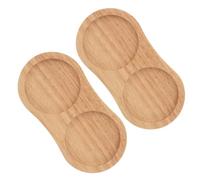 HOOTNEE 2 Pièces Base pour Moulin à Poivre en Bois, Double Trou, la | Bois Beige à Grain Visible, Bords Relevés, Rangement Compact pour Sel et Poivre, Nettoyage Facile
